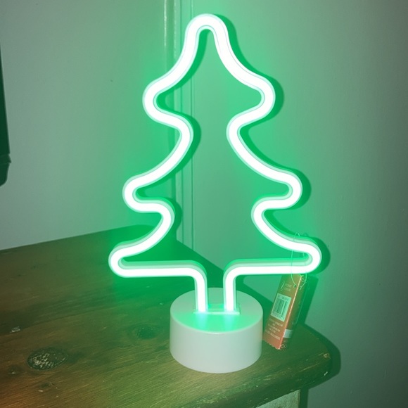 NWT 11” Battery Operated LED Light Up Neon Green Christmas Tree Decoration Light - Picture 9 of 14